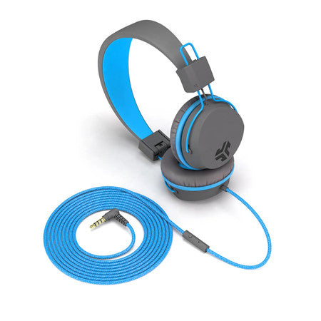 JLab | JBuddies Studio Wired Over Ear Folding Kids Headphones - Blue/Gray | IFCHKSTU2RGRYBLU122