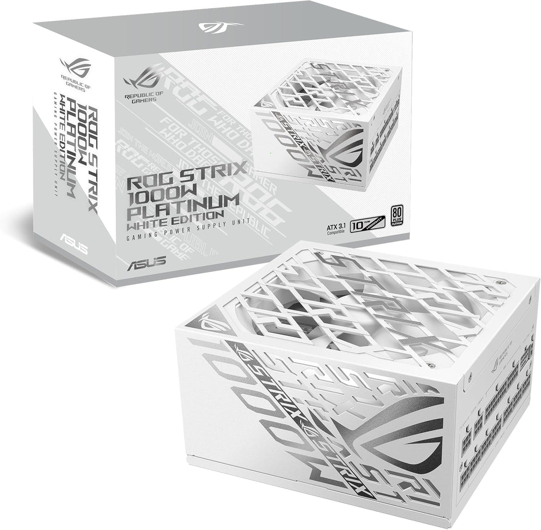 ASUS | ROG Strix 1000W Platinum Fully Modular 80+ Platinum ATX 3.1 PCIe 5.0 - White Edition | ROG-STRIX-1000P-GAMING-WHITE