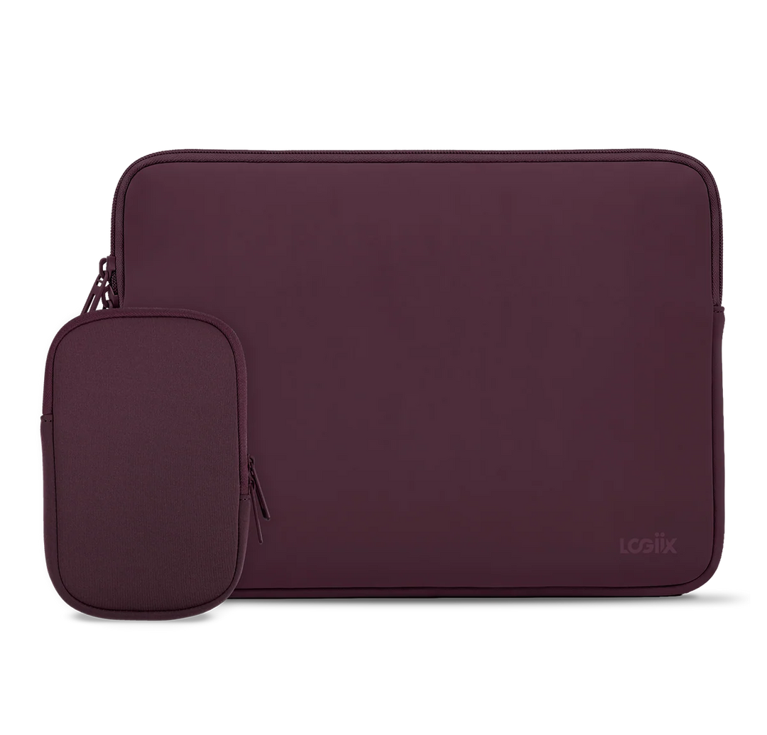 LOGiiX | Vibrance Essential Sleeve with pouch for Laptops up to 14" - Burgundy | LGX-14192