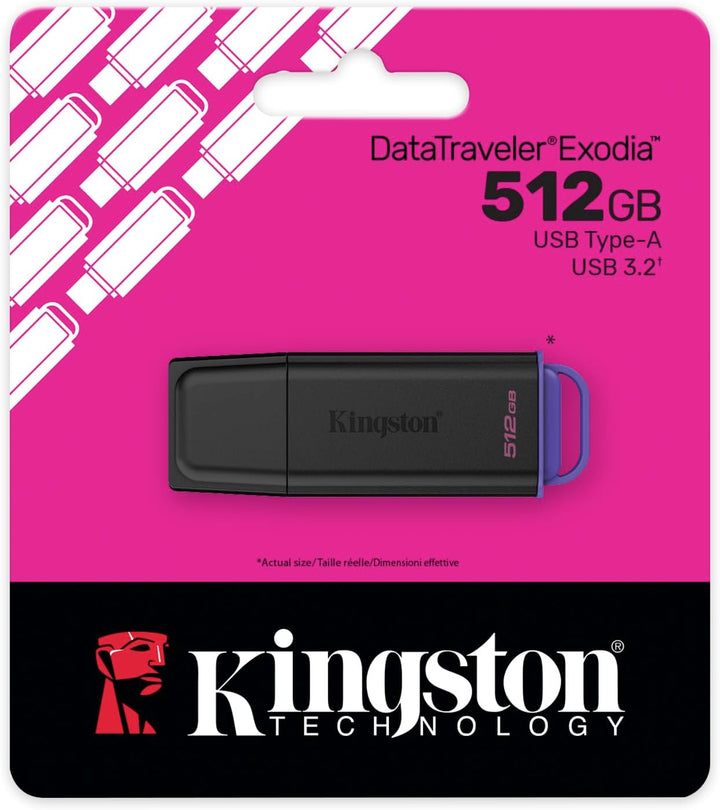 Kingston | Portable USB 3.2 Gen 1 DataTraveler Exodia 512GB - Black/Purple | DTXG2/512GB