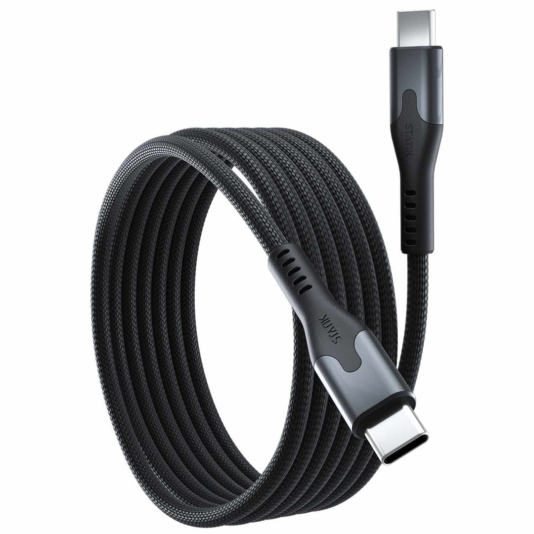 Blu Element | SelfCoil Magnetic Cable USB-C to USB-C 6ft 100W - Black | BEMGC2C6FTB