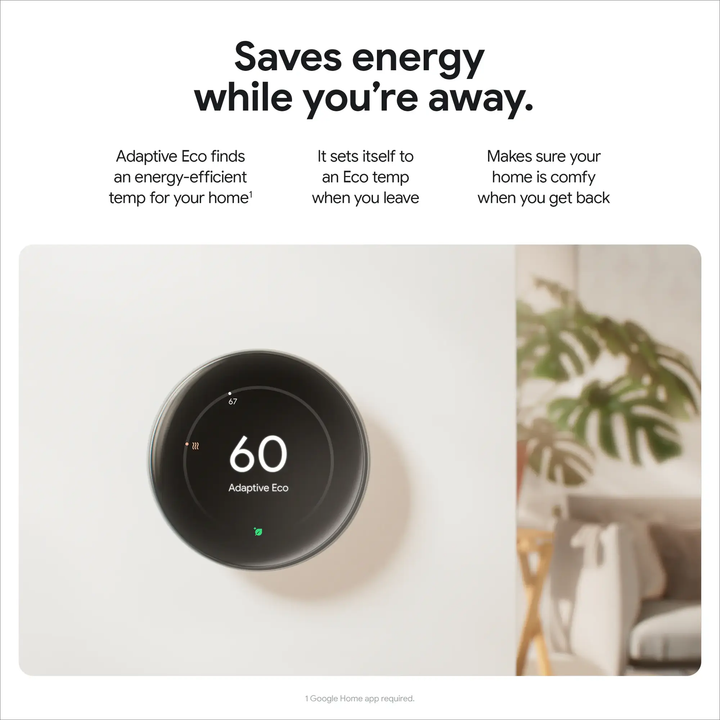 Google | Nest Wi-Fi Smart Learning Thermostat (4th Generation) with Nest Temperature Sensor (2nd gen) - Polished Obsidian |