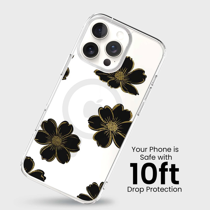 Caseco | Black Flower iPhone 16 Pro Max - Clear / Black | ED24D2-FLB