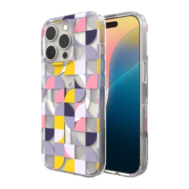 ZAGG | Milan Graphene Snap Case iPhone 16 Pro - Pink /Grey Geometric | 15-13426