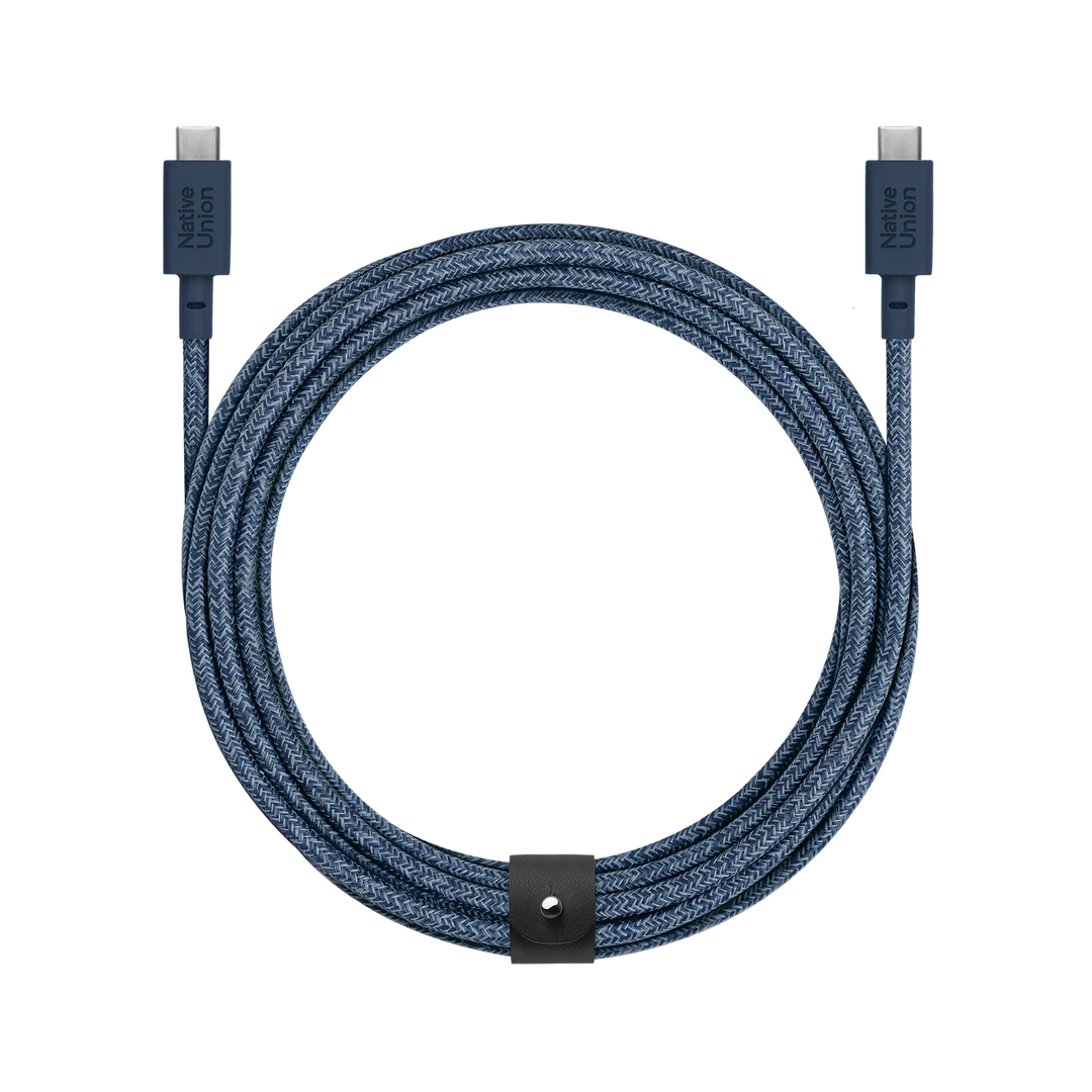 Native Union | Belt Cable XL USB-C to USB-C 10ft / 3m 100W - Navy | BELT-XL-C-NAV-3-NP