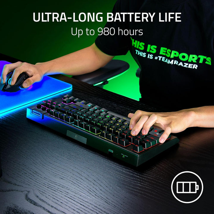 Razer | BlackWidow V4 TKL HyperSpeed Wireless Hot Swappable Gaming Keyboard: Orange Tactile Switches - Black | RZ03-05480200-R3U1