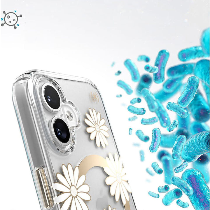 Speck | Presidio Lux MagSafe with ClickLock Apple iPhone 16 - Daisies/Clear | 150745-3257