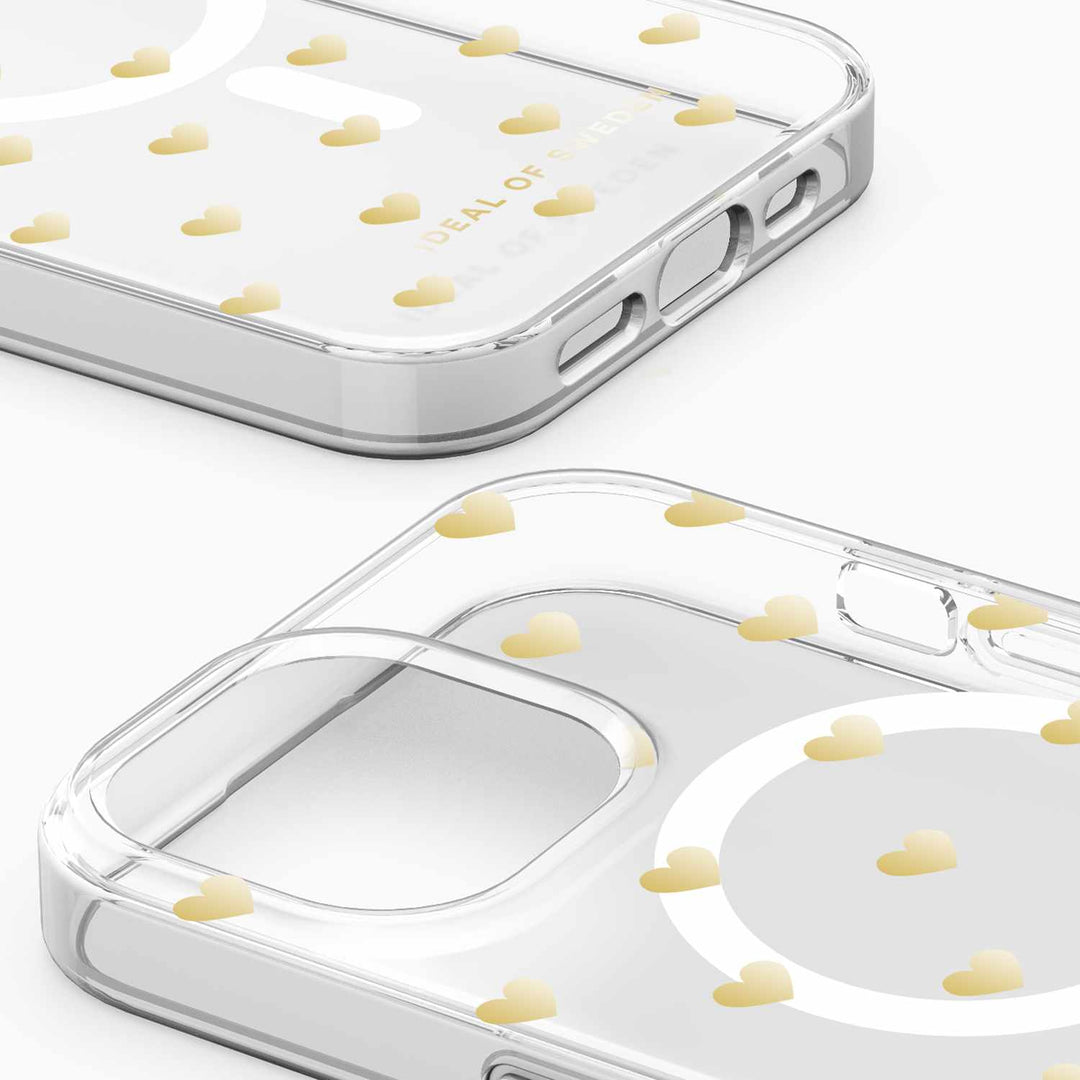 Ideal of Sweden | Clear Mid MagSafe Case Golden Hearts for iPhone 15 - Clear | 12-08280