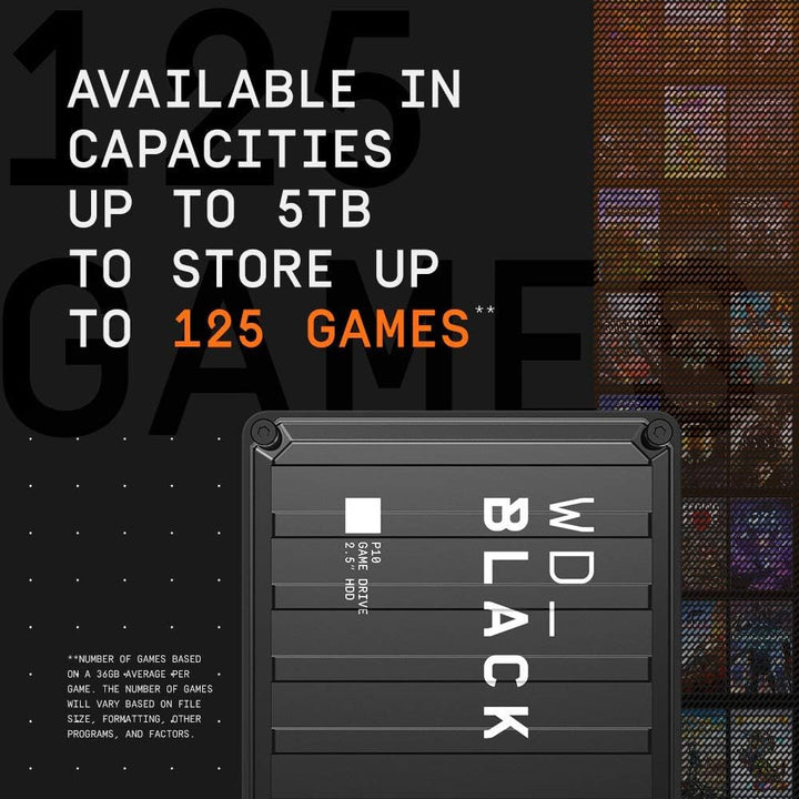 Western Digital | Game Drive  5TB P10 Compatible with PS4, Xbox One, PC, & Mac - Black | WDBA3A0050BBK-WESN