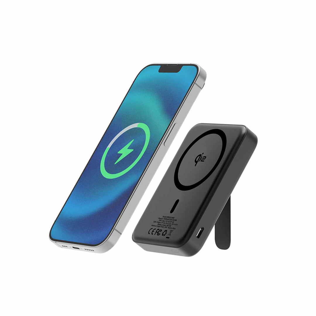 Blu Element | Qi2 Wireless Power Bank with Kickstand 10K - Black | BEPBQi210KBK
