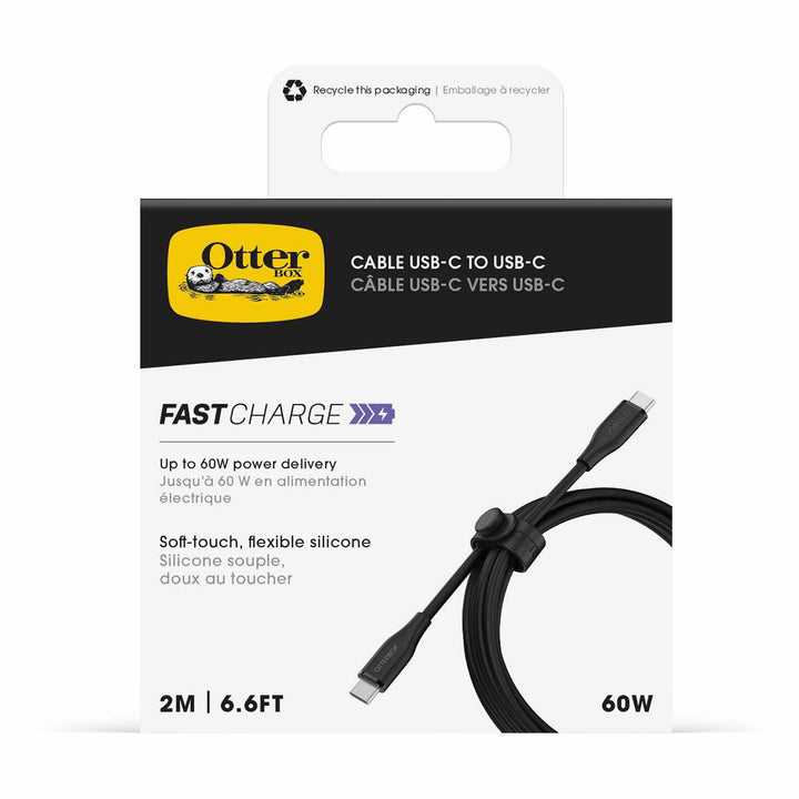 OtterBox | Silicone Cable USB-C to USB-C 6ft 60W - Black | 77-000787