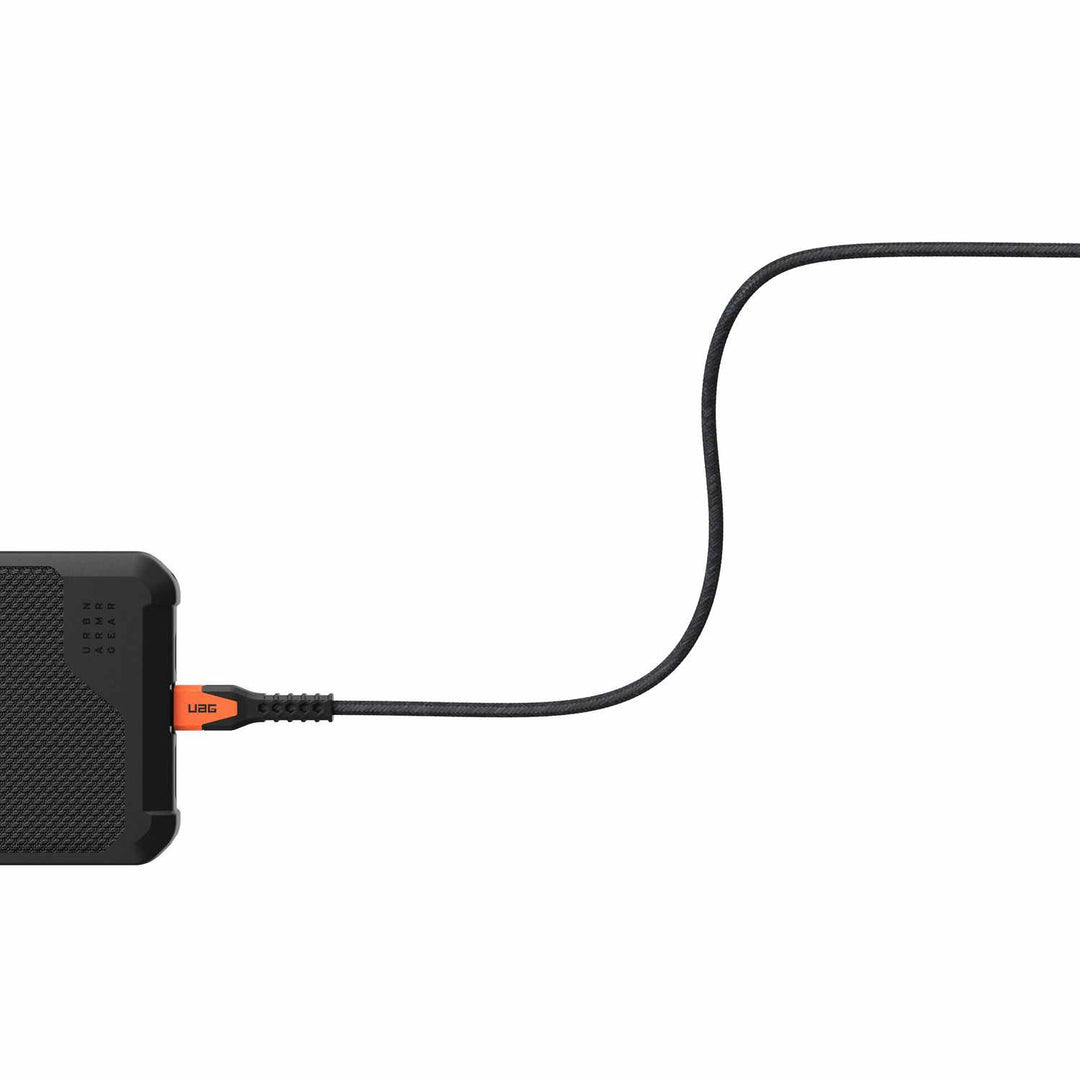 UAG | USB-C to USB-C - Charge/Sync 30W Rugged Kevlar Core Cable - 5ft - Black/Orange | 107-1767