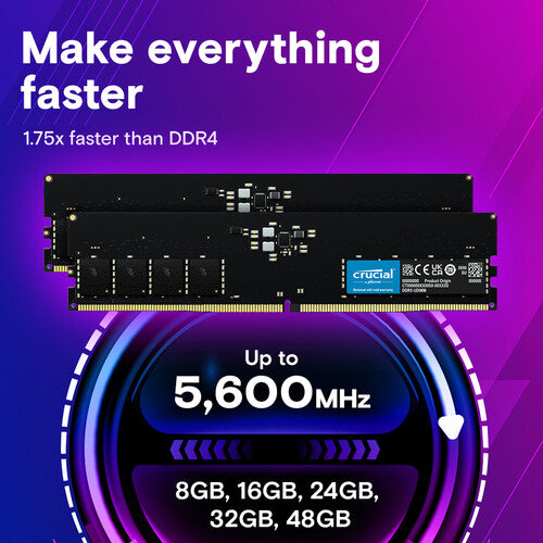 Crucial | 16GB Desktop DDR5 5600 MHz UDIMM Memory Module | CT16G56C46U5