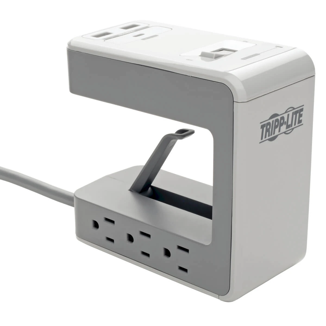 Tripp Lite | Surge Protector Desk Clamp 6-Outlet w/2 USB-A (4.8A Shared) & 1 USB-C (3A) - 8 ft | TLP648USBC