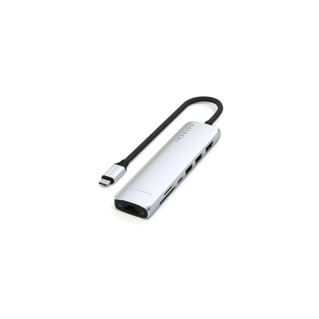 Satechi | 7-in-1 USB-C Slim Multiport Adapter w/Ethernet - Space Grey | ST-P7SM