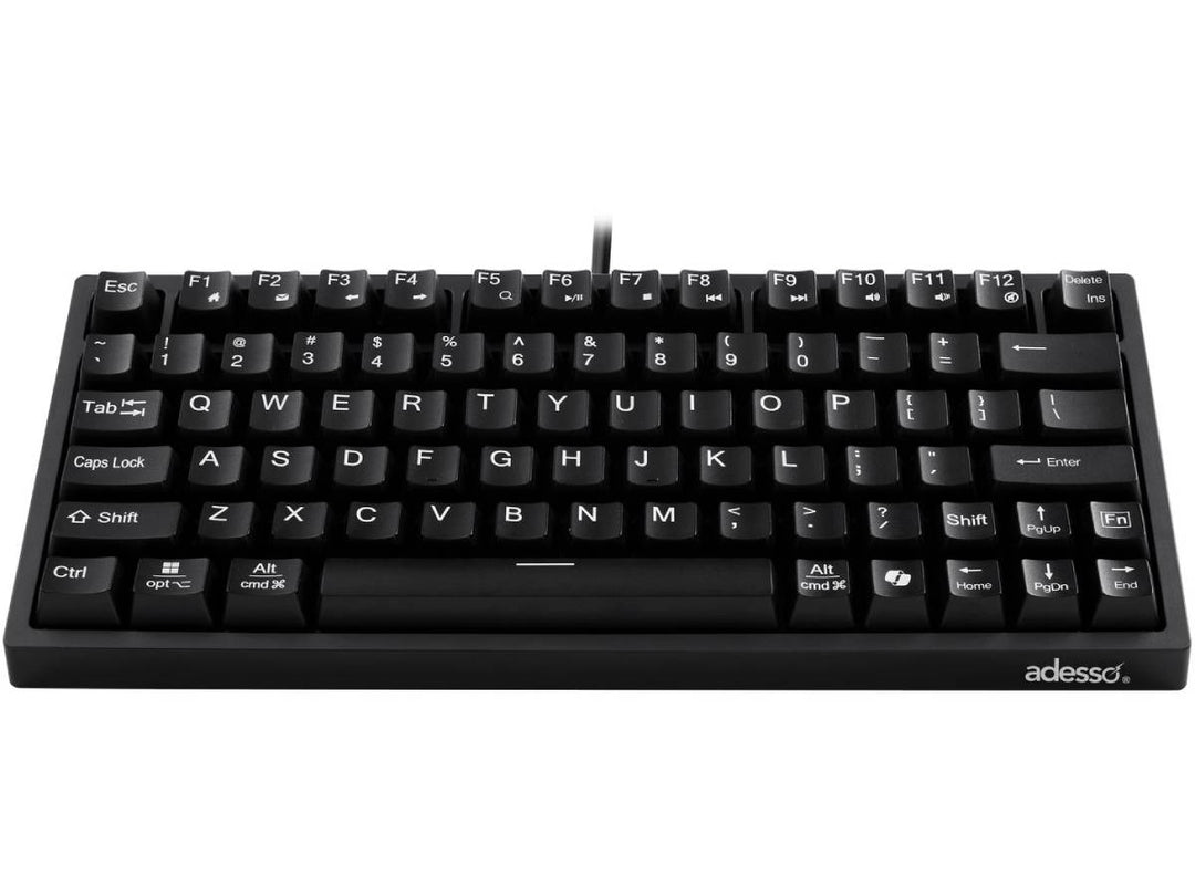 Adesso | Multi OS 2X Large Print Linear Mechanical Mini Keyboard - Black | AKB-610UB