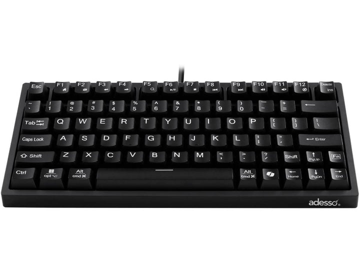 Adesso | Multi OS 2X Large Print Linear Mechanical Mini Keyboard - Black | AKB-610UB
