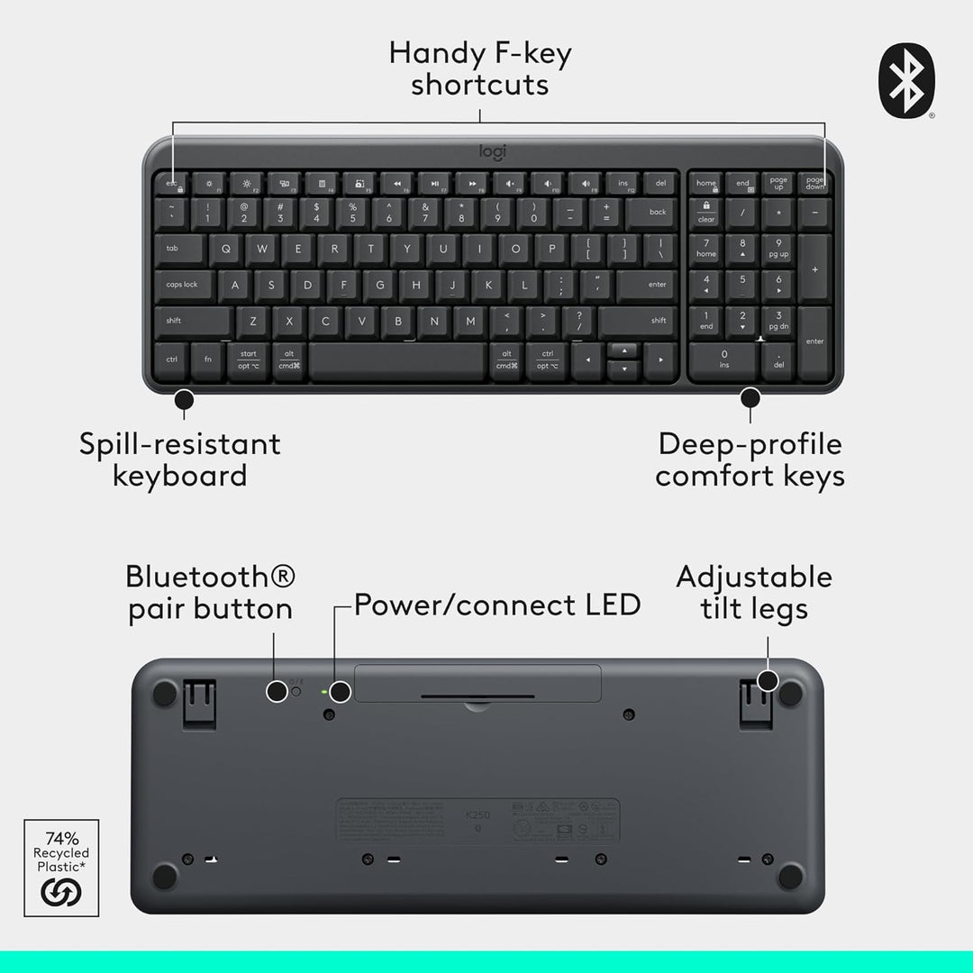 Logitech | MK250 Compact Bluetooth Wireless Combo - Black | 920-013510