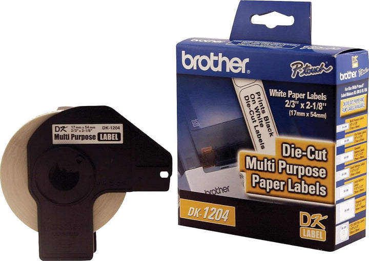 Brother |  Labelmaker Die-Cut Multipurpose Labels, 2-1/8 x 2/3, White Paper | DK1204