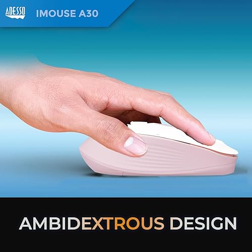 Adesso | iMouse A30 Wireless Mouse with AI Copilot Button 2.4GHz USB Dongle 1200 DPI Left and Right Hand Design - Pink | IMOUSE A30P