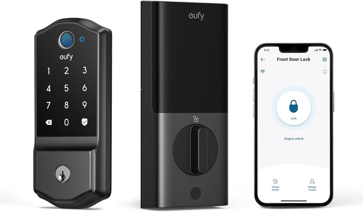 eufy | C220 Fingerprint Keyless Entry Wi-Fi Bluetooth Smart Lock with Keypad & Key - Black | T8506115