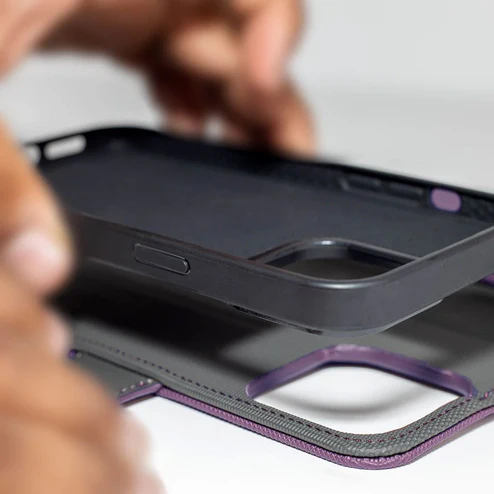 Caseco | 5th Ave MagSafe Wallet Case iPhone 14 Pro Max Vegan Leather - Purple | C3199-11
