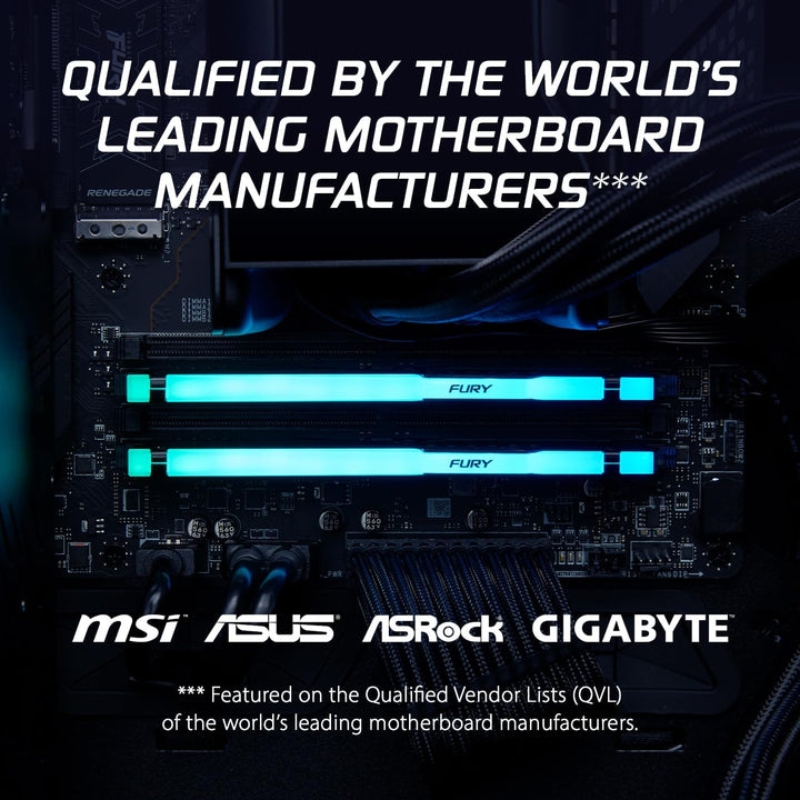 Kingston | Fury Beast RGB 32GB (2x16GB) 6000MT/s DDR5 CL36 Desktop Memory AMD Expo Plug N Play Kit of 2| KF560C36BBE2AK2-32