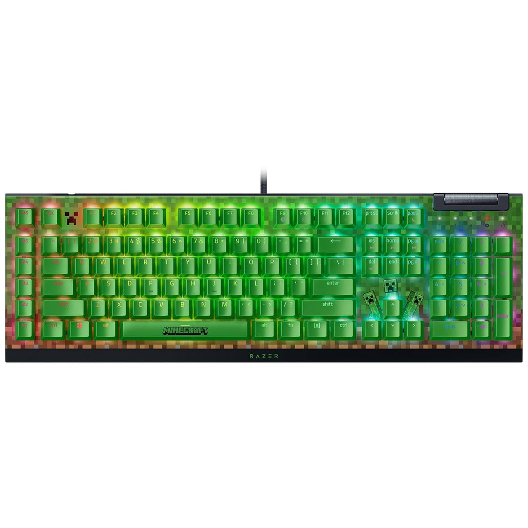 Razer | Widow V4 X Full Size Wired Mechanical Green Clicky Switch Gaming Keyboard with Chroma RGB Backlighting - Minecraft Edition | RZ03-04704100-R3M1