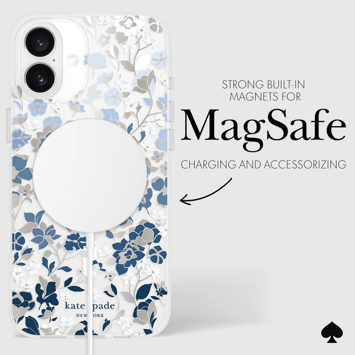 Kate Spade | Protective Prints MagSafe Case iPhone 16 Plus - Flowerbed Blue | 15-13253