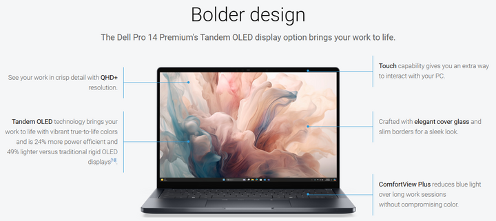 Dell | Pro Premium 14 Laptop FHD+ NT IR Ultra 7 268V vPro 48 TOPS 32GB DDR5 512GB 60Wh LC W11 Pro 3YR Onsite Copilot+ PC