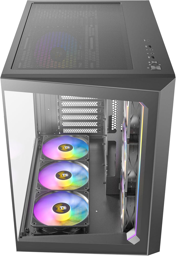 Antec | C5 ARGB, 7 x 120mm ARGB PWM Fans Included, Up to 10 Fans Simultaneously, Type-C 3.2 Gen 2 Port, Seamless Tempered Glass Front & Side Panels, 360mm Radiator Support, Mid-Tower ATX PC Case | C5 ARGB