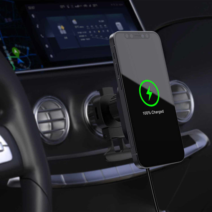Blu Element | Qi2 Wireless Charging Car Vent Mount 15W MagSafe Compatible with 30W Cube - Black | BEWCQi2CAR
