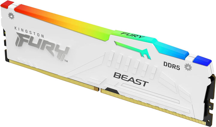 Kingston | FURY Beast RGB 32GB DDR5 5600MHz CL40 Intel XMP Certified Dual Channel Kit (2x 16GB) - White | KF556C40BWAK2-32