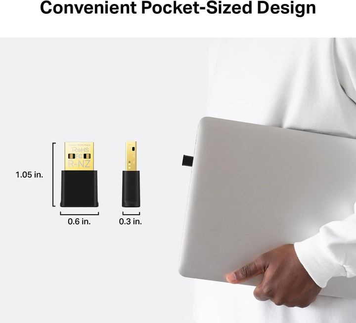 TP-Link | AX1800 Nano Dual Band Wi-Fi 6 USB Adapter SPEED:1201 Mbps at 5 GHz +574 Mbps at 2.4 GHz | ARCHER TX20U NANO