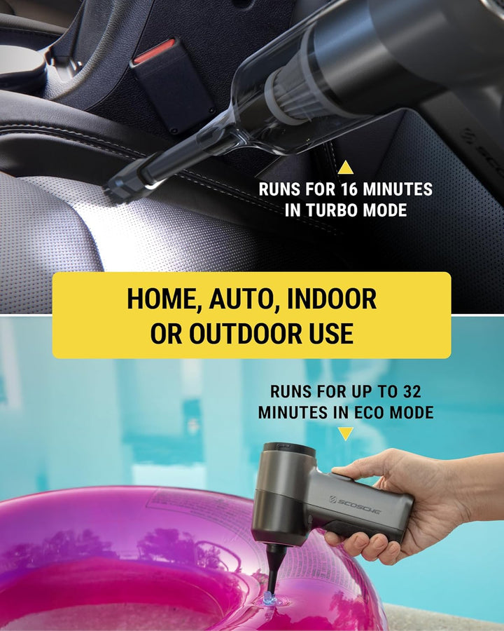 Scosche | SCOVAC 4-in-1 Mini Vacuum and Duster - Black | SC-SCOVAC-VA