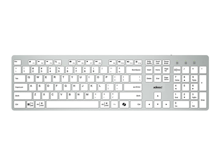 Adesso | Multi OS Scissor Switch Desktop Keyboard - White | AKB-730UW