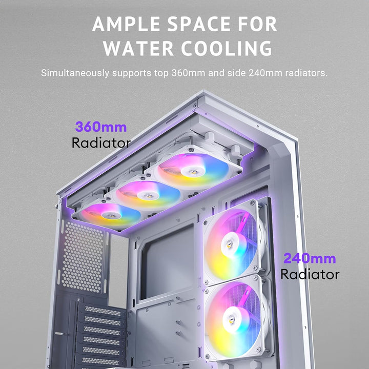 Antec | ARGB PWM Fans Included 3 x 120mm & 1 x 120mm Up to 8 Fans Simultaneously Type-CTempered Glass Front & Side Panels, 360mm Radiator Support, Mid-Tower ATX PC Case | C3 ARGB WHITE