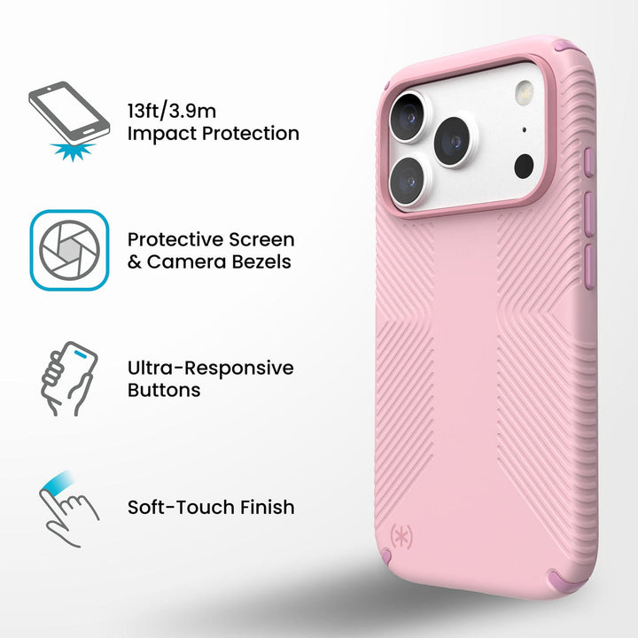 Speck | Presidio2 Grip MagSafe Case iPhone 18 Pro / 17 Pro with Camera Control  - Quiet Blush |  151096-3291