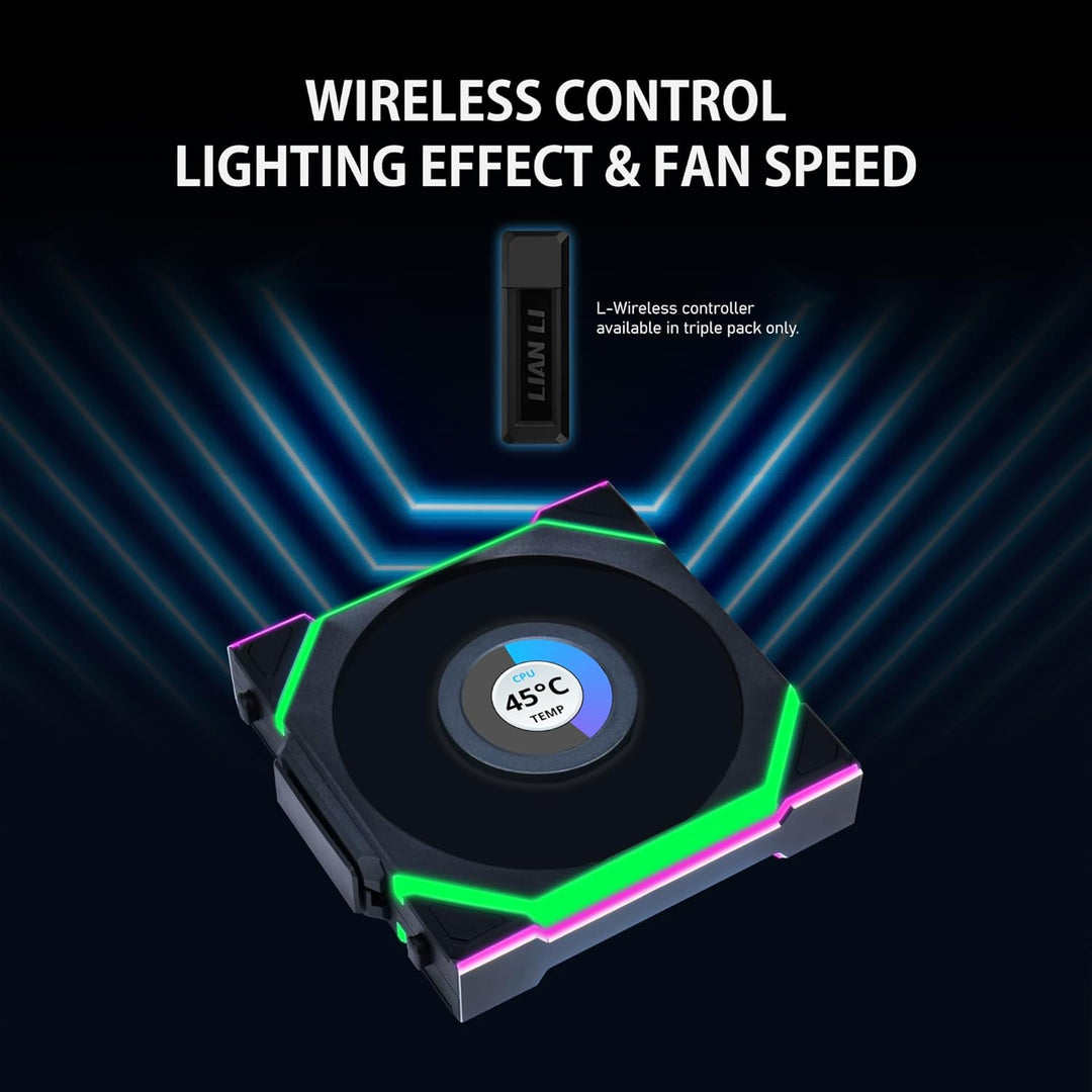Lian-Li | Fan UNI FAN SL 2.4GHz Wireless 1.6 LCD RGB 120mm Fan - Black | 12SLLCD1W1B