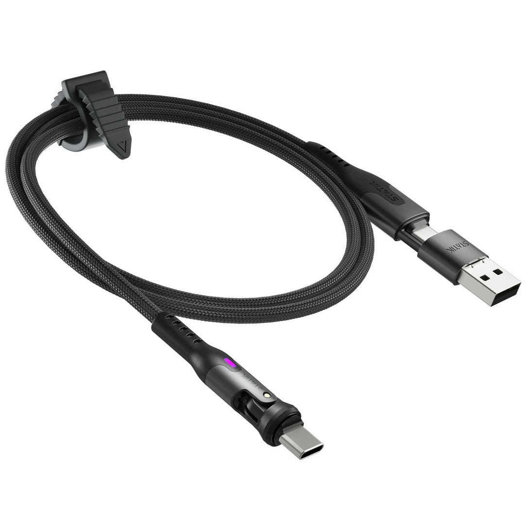 Statik | PowerPivot Pro Nylon Braided Charge/Sync Cable USB-C to USB-C 6.6ft - Black | PUP04556FTCCCA