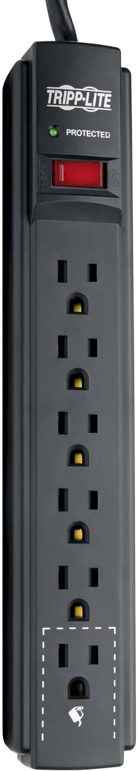 Eaton | Tripp Lite Series Power Strip 6 Outlet NEMA 5-15R AC 6' Cord 5-15P - Black Housing | TLP606B