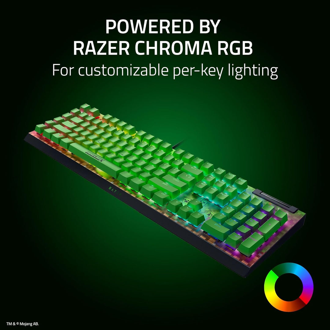 Razer | Widow V4 X Full Size Wired Mechanical Green Clicky Switch Gaming Keyboard with Chroma RGB Backlighting - Minecraft Edition | RZ03-04704100-R3M1