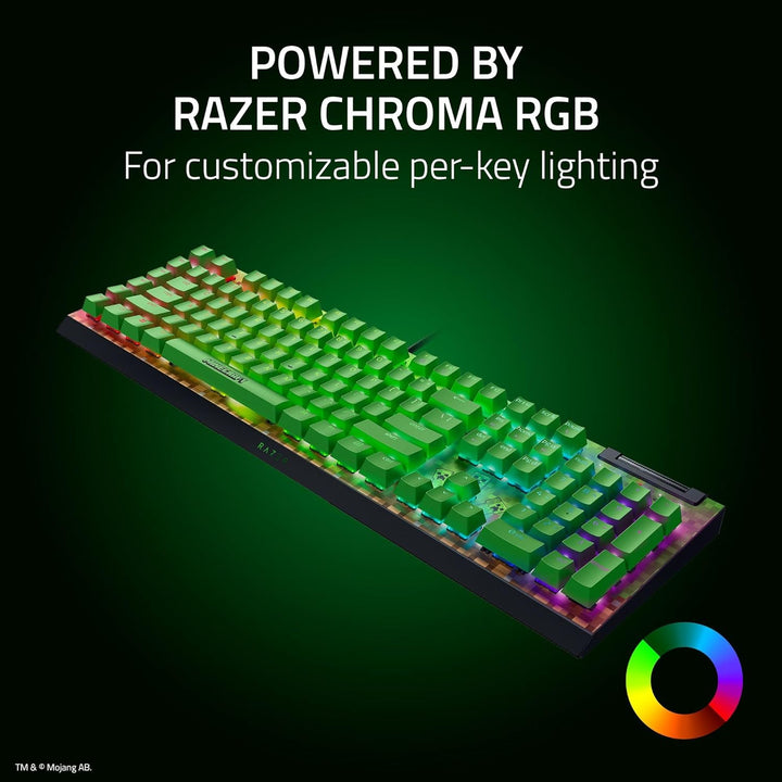 Razer | Widow V4 X Full Size Wired Mechanical Green Clicky Switch Gaming Keyboard with Chroma RGB Backlighting - Minecraft Edition | RZ03-04704100-R3M1