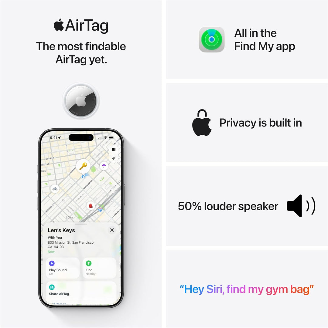 Apple | AirTag (2nd generation) Bluetooth Item Tracker 4 Pack - White | MFEA4AM/A
