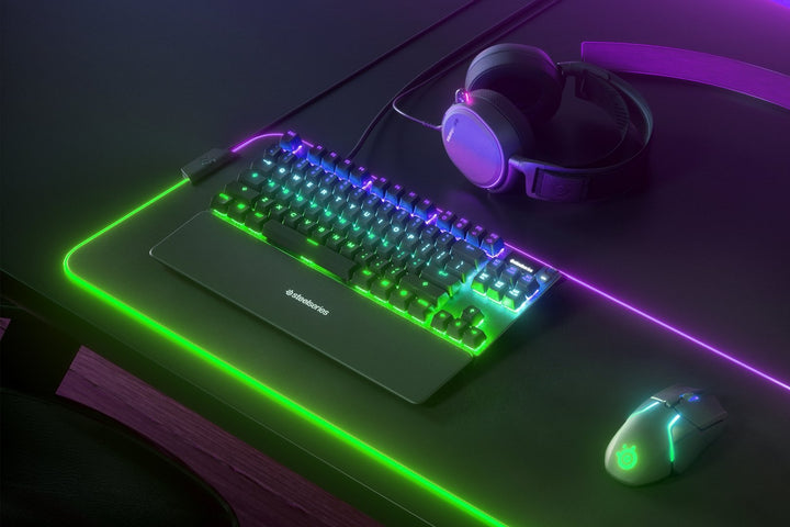 SteelSeries | Apex 7 TKL Compact Mechanical Gaming Keyboard OLED Smart Display USB Passthrough and Media Controls Linear and Quiet RGB Backlit - Red Switch