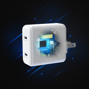 Hypergear | Dual Port USB-C PD Wall USB-C PD/PPS Wall Charger Hub 40W 20W - White LP  | 15689