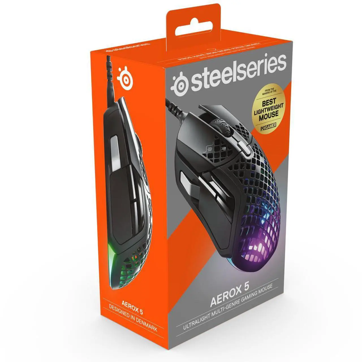SteelSeries | Aerox 5 Ultra Lightweight Honeycomb Water Resistant Wired RGB Wired - Black | 62401