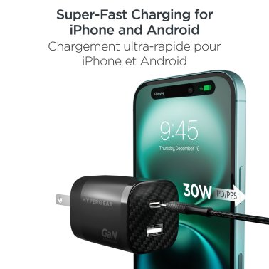 HyperGear | Charging Kit with Travel Pouch USB-C PD 30W - Carbon Fibre | 16290