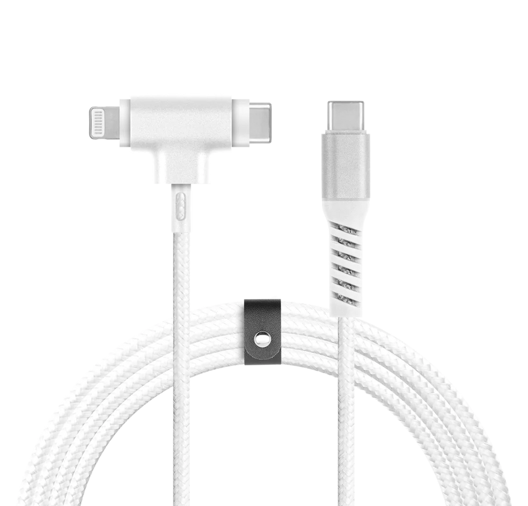 //// LOGiiX | USB Type-C to USB Type-C/Lightning - Piston Connect Cable Duo  - White | LGX-13696