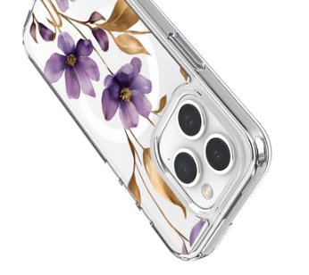 Caseco | Clear Design Case iPhone 15 Pro Max - Purple Wildflower | ED24B4-00FX